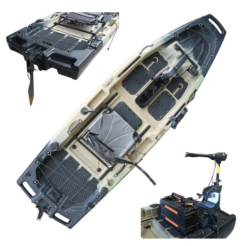 Fishing Kayak Pedal Drive - 1 Person HDPE/PE Sit-On-Top CE Motorized